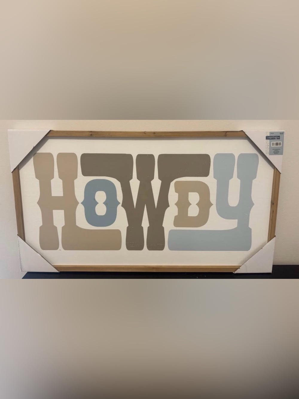 The Spring Shop Mid-Century Lettering Wall Art in Blue, Beige, and Gray